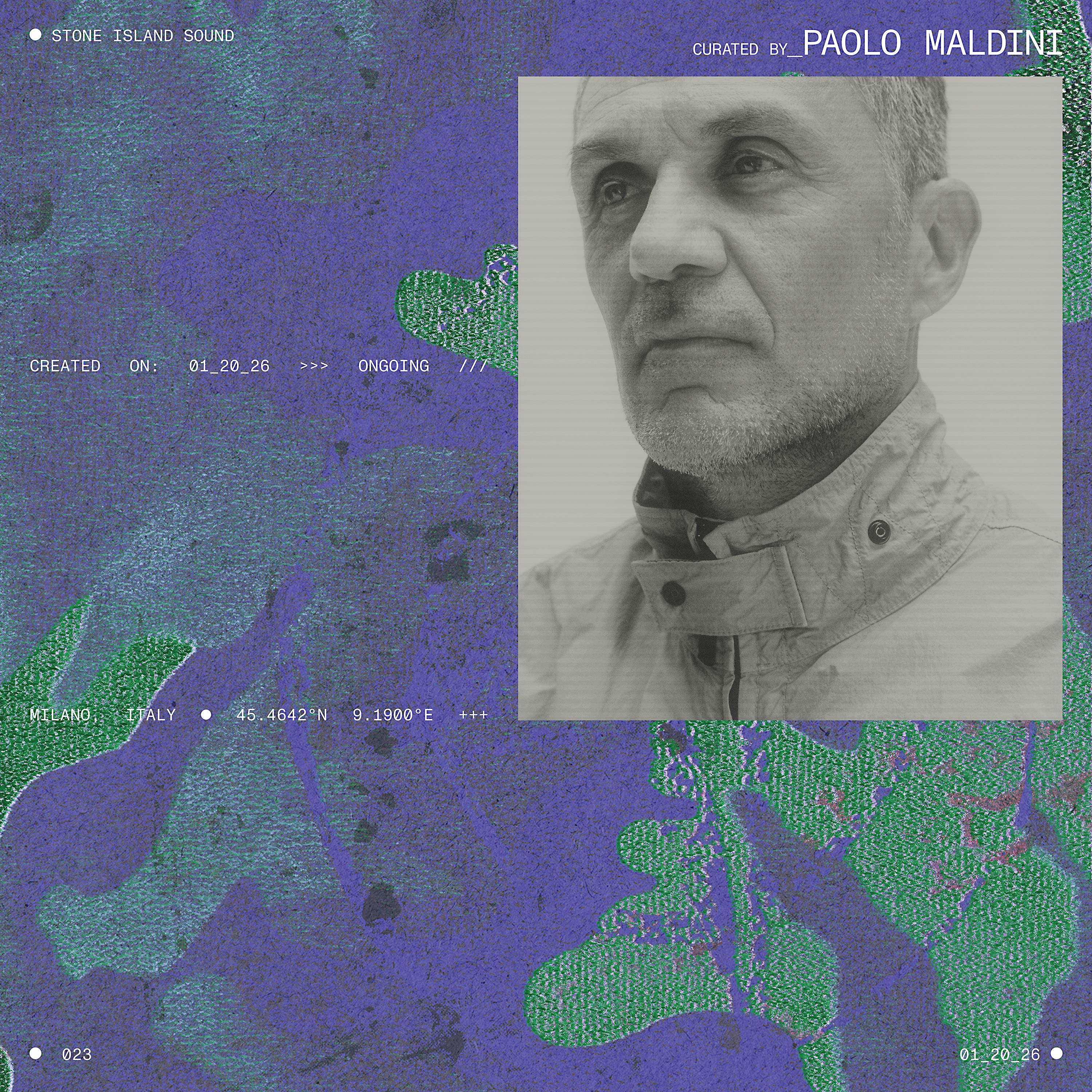 ストーンアイランド・サウンドが選曲したプレイリストのアートワークに採用されたパオロ・マルディーニの肖像