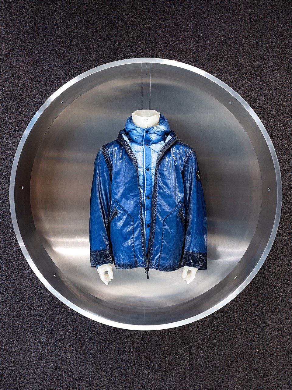 Jacket stand in Stone Island store at NY