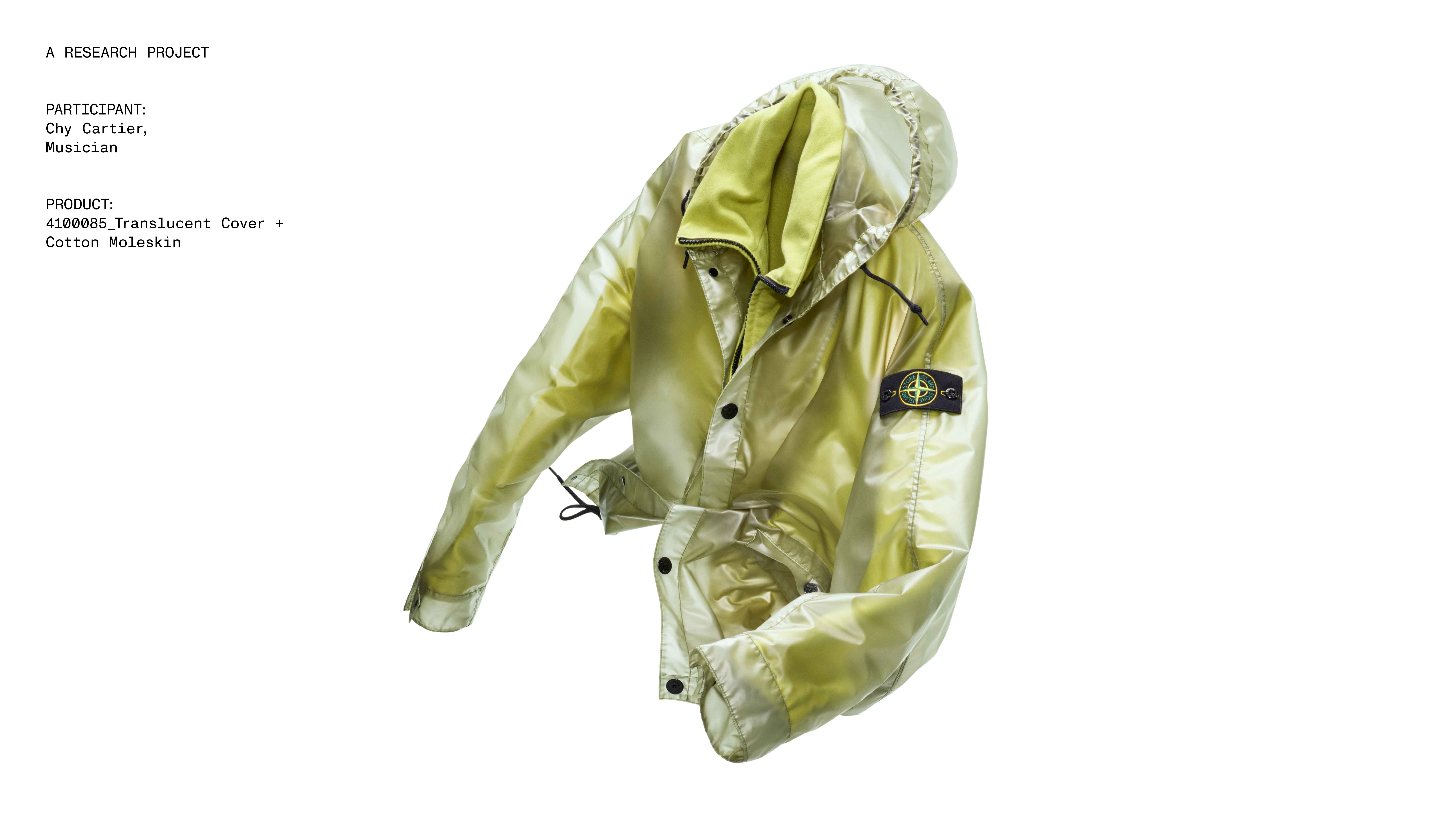 Veste translucide vert clair de la nouvelle collection de vêtements d'extérieur Stone Island
