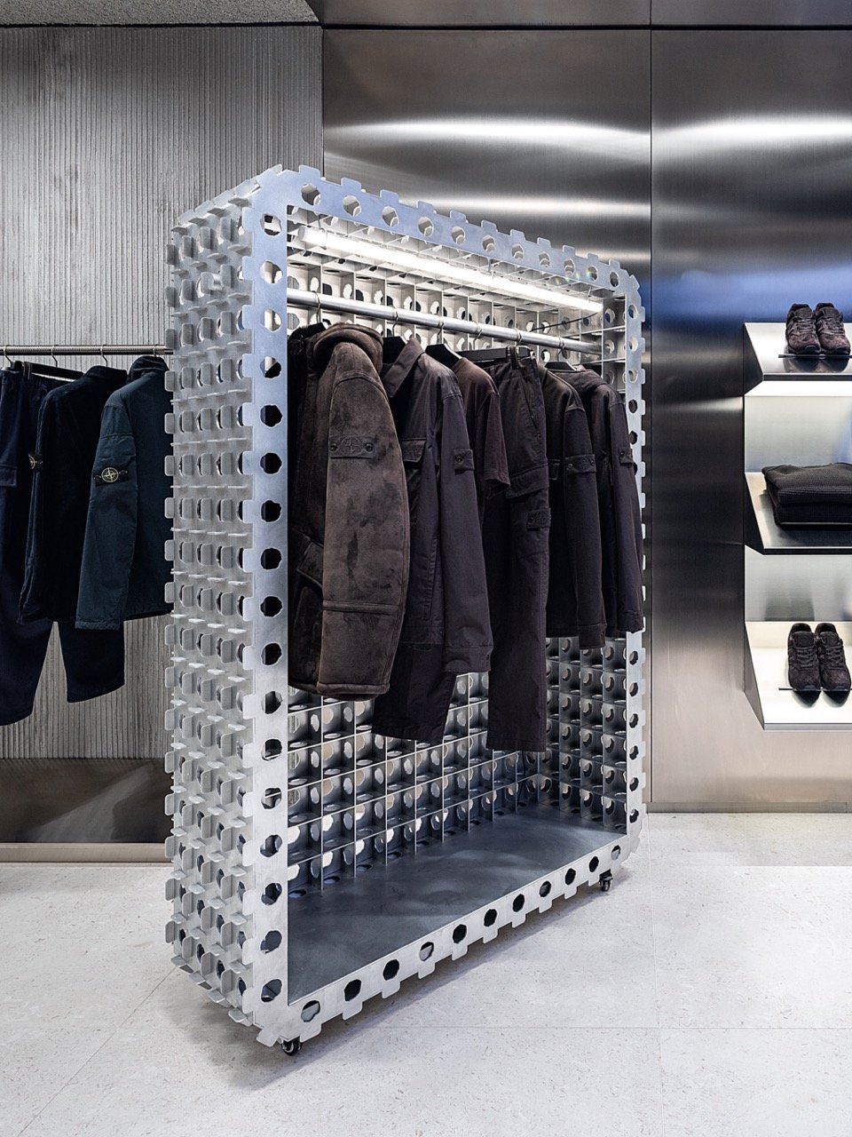 Coat hanger in Stone Island store at NY