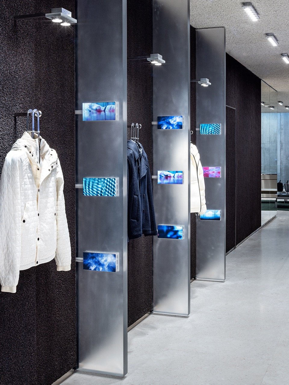 Clothes stands in Stone Island store at NY